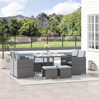 Outsunny 9 Piece Patio Wicker Dining Sets, Space Saving Outdoor Sectional Conversation Set, with Dining Table, Ottoman
