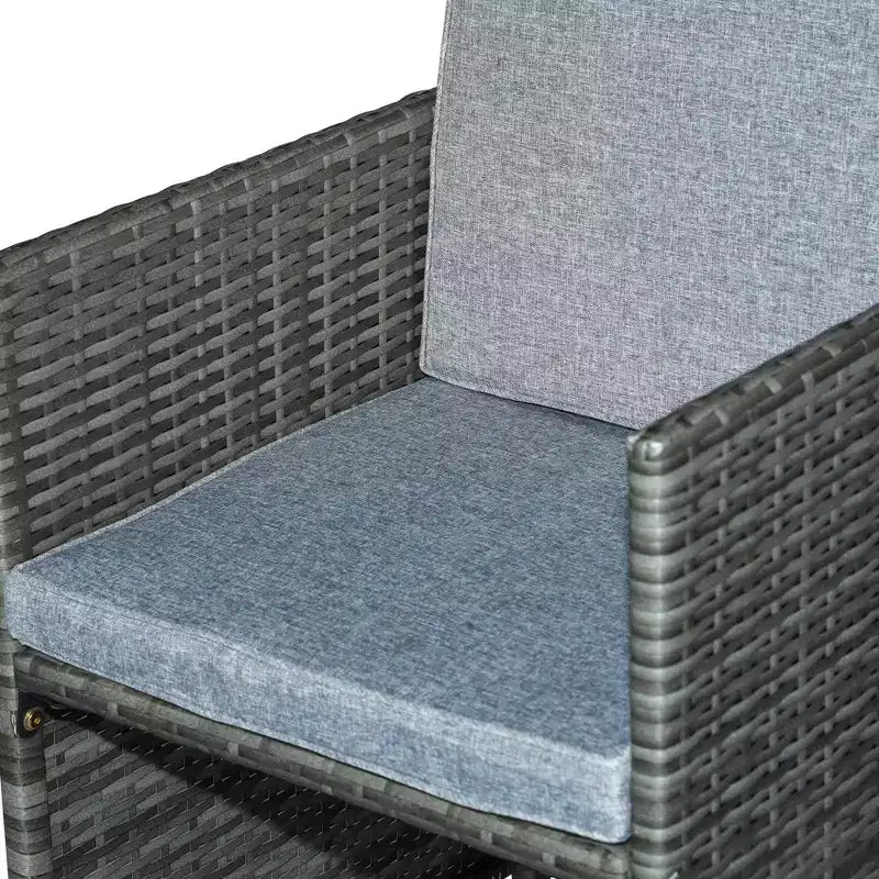 Outsunny 9 Piece Patio Wicker Dining Sets, Space Saving Outdoor Sectional Conversation Set, with Dining Table, Ottoman