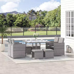 Outsunny 9 Piece Patio Wicker Dining Sets, Space Saving Outdoor Sectional Conversation Set, with Dining Table, Ottoman