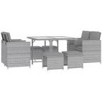 Outsunny 9 Piece Patio Wicker Dining Sets, Space Saving Outdoor Sectional Conversation Set, with Dining Table, Ottoman