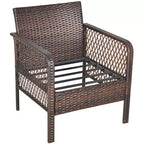 Outsunny 5-Piece Wicker Patio Armchair Set with Ottoman, Outdoor PE Rattan Furniture Set with Comfortable Zippered Cushions & Weather-Fighting Build