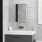 HOMCOM Armoire de toilette avec miroir, armoire à pharmacie verticale 16 x 24 avec cadre en acier inoxydable, organisateur de rangement mural avec porte unique
