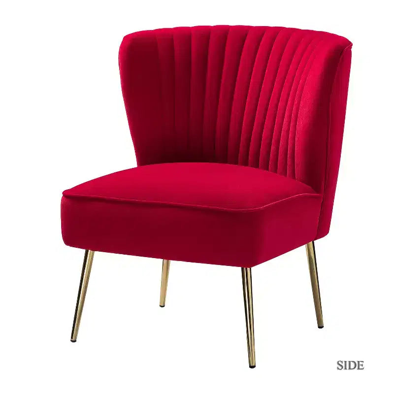Quentin Velvet Accent Side Chair with Golden Metal Base | Karat Home