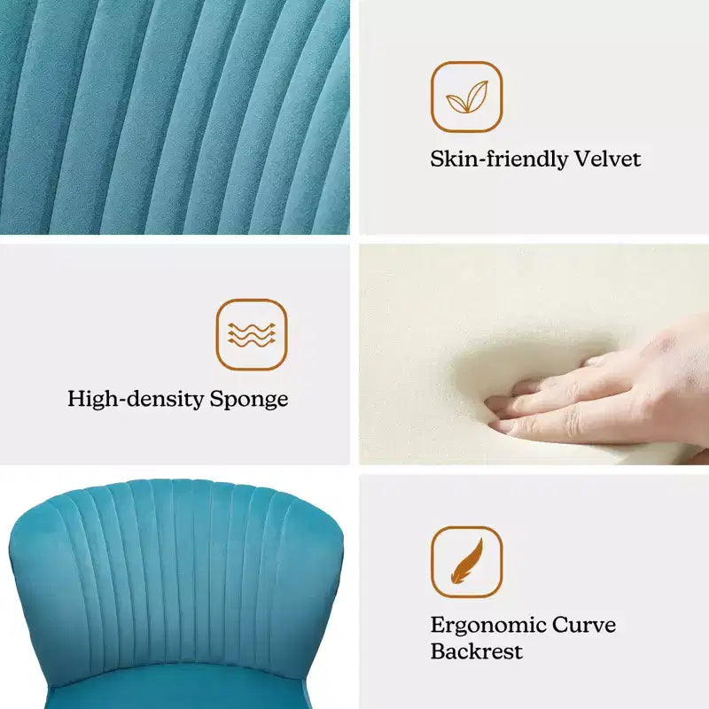 Quentin Velvet Accent Side Chair with Golden Metal Base | Karat Home