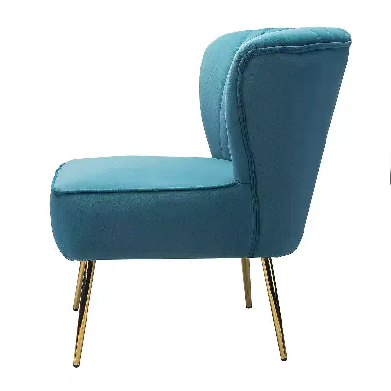 Quentin Velvet Accent Side Chair with Golden Metal Base | Karat Home