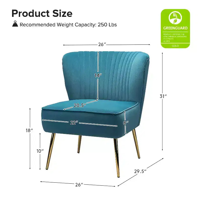 Quentin Velvet Accent Side Chair with Golden Metal Base | Karat Home
