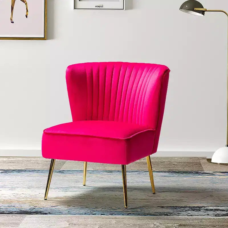 Quentin Velvet Accent Side Chair with Golden Metal Base | Karat Home