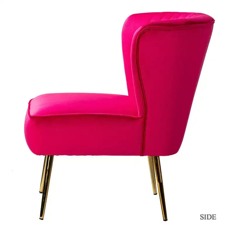 Quentin Velvet Accent Side Chair with Golden Metal Base | Karat Home