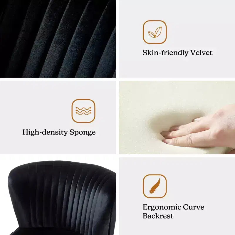 Quentin Velvet Accent Side Chair with Golden Metal Base | Karat Home