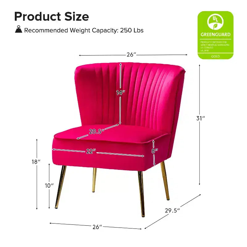 Quentin Velvet Accent Side Chair with Golden Metal Base | Karat Home