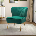 Quentin Velvet Accent Side Chair with Golden Metal Base | Karat Home