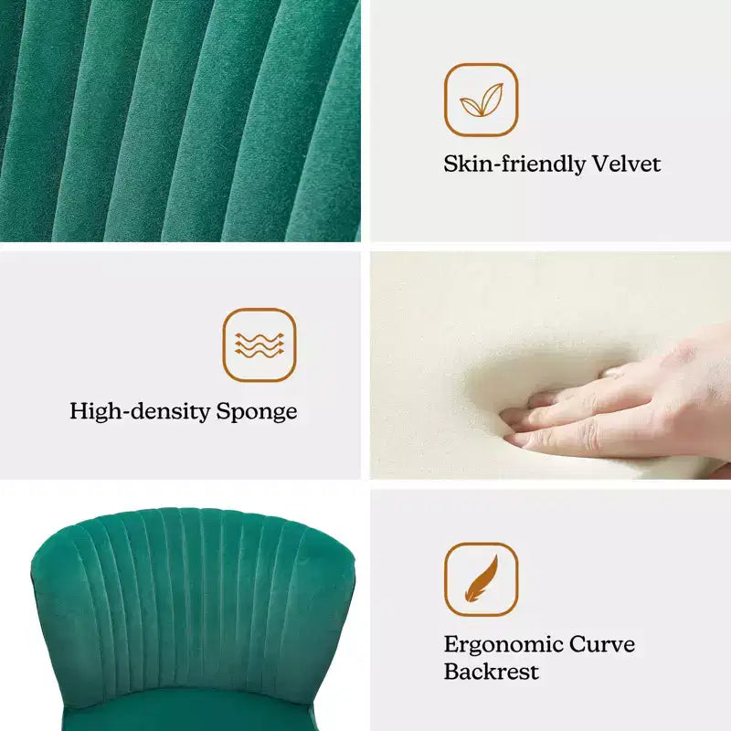 Quentin Velvet Accent Side Chair with Golden Metal Base | Karat Home