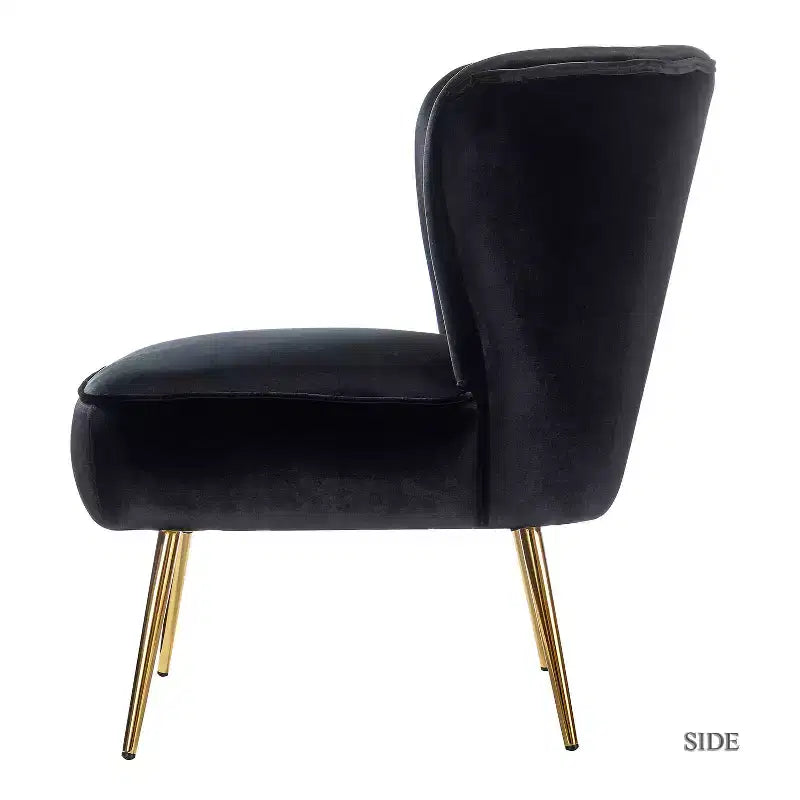 Quentin Velvet Accent Side Chair with Golden Metal Base | Karat Home