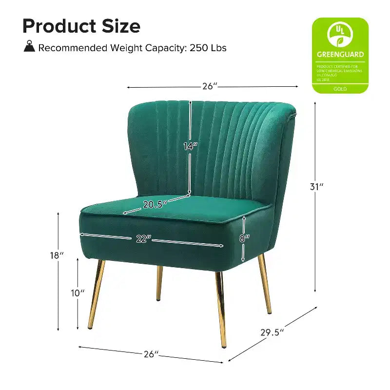 Quentin Velvet Accent Side Chair with Golden Metal Base | Karat Home