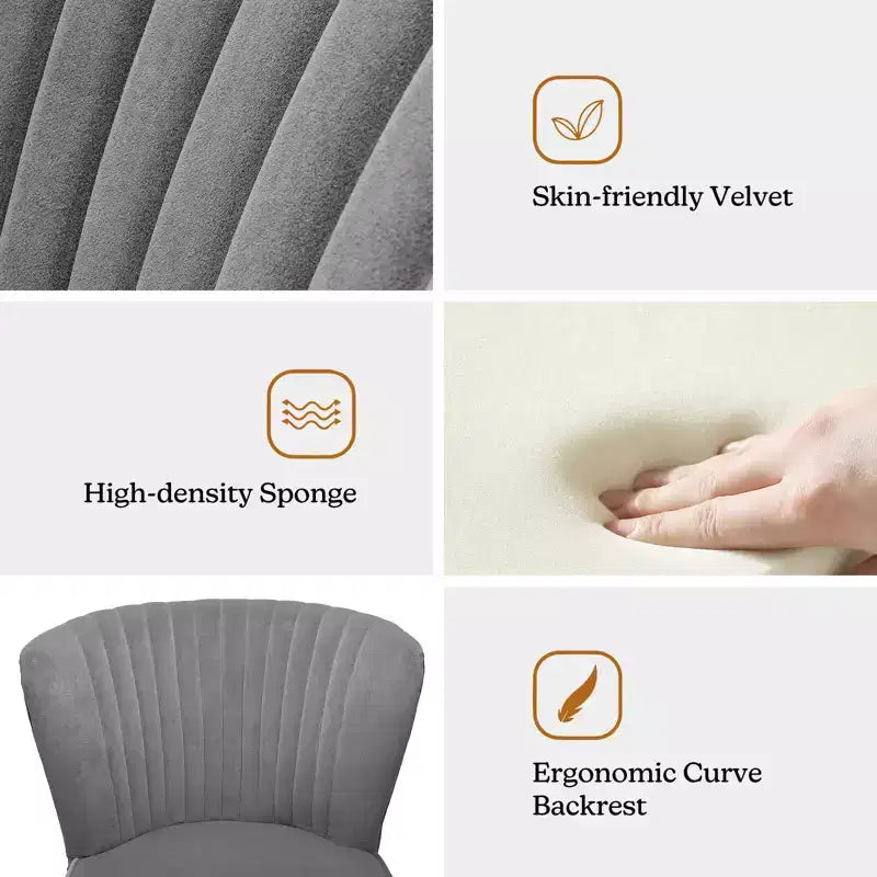 Quentin Velvet Accent Side Chair with Golden Metal Base | Karat Home