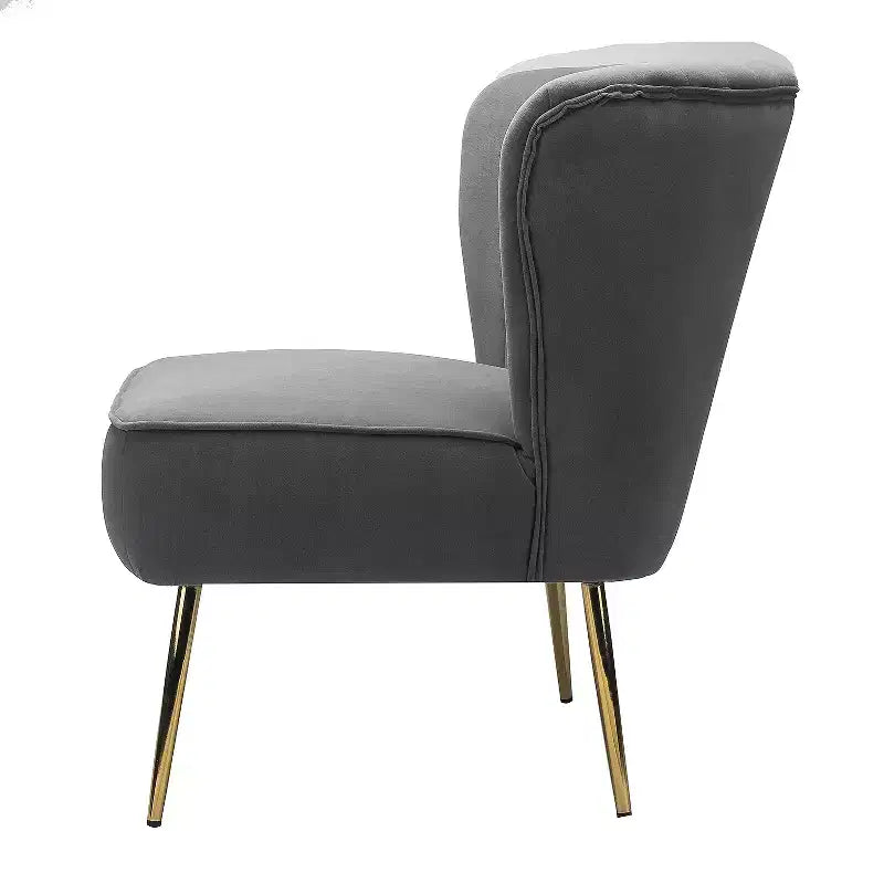 Quentin Velvet Accent Side Chair with Golden Metal Base | Karat Home