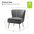 Quentin Velvet Accent Side Chair with Golden Metal Base | Karat Home