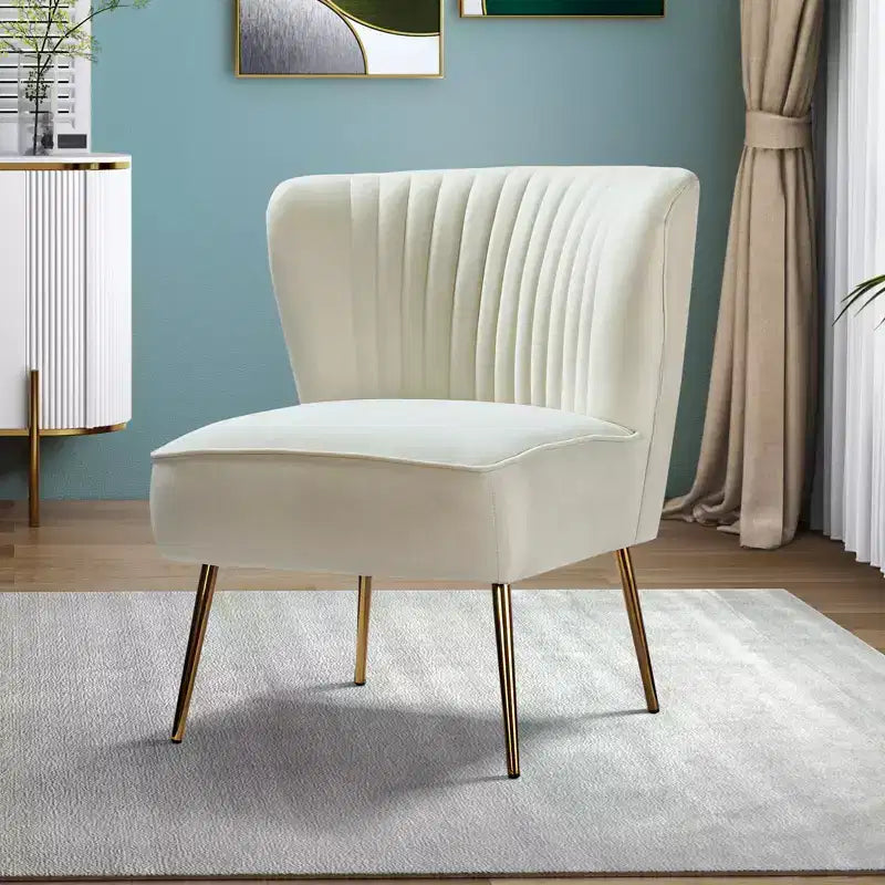 Quentin Velvet Accent Side Chair with Golden Metal Base | Karat Home