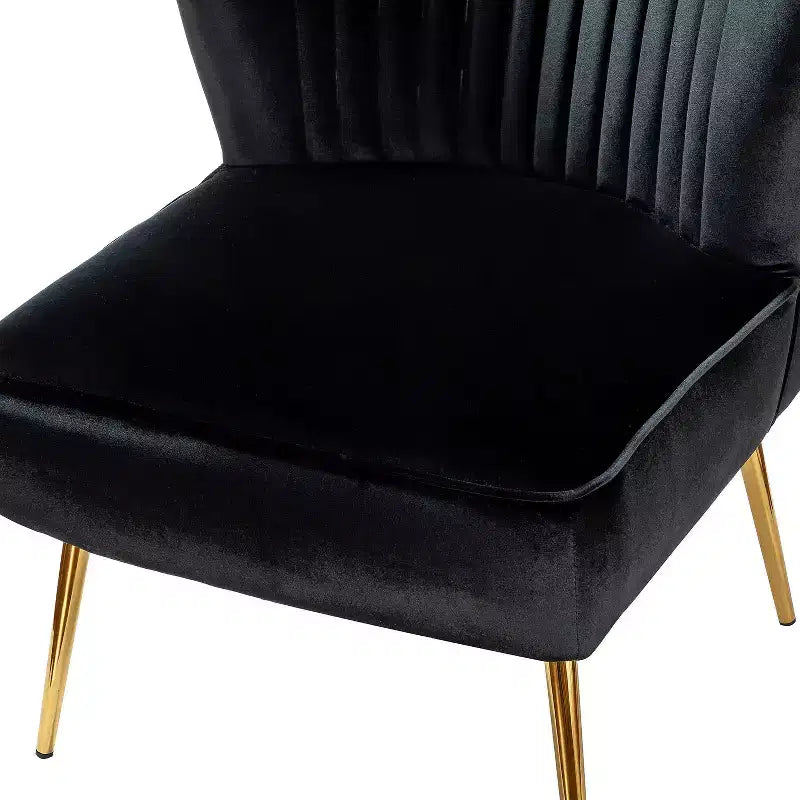 Quentin Velvet Accent Side Chair with Golden Metal Base | Karat Home