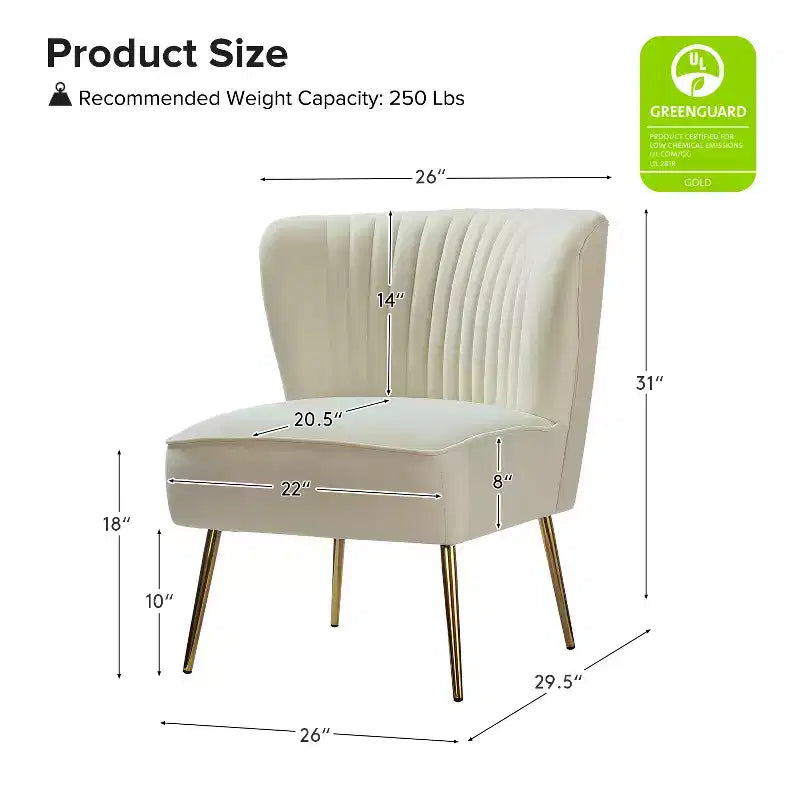 Quentin Velvet Accent Side Chair with Golden Metal Base | Karat Home