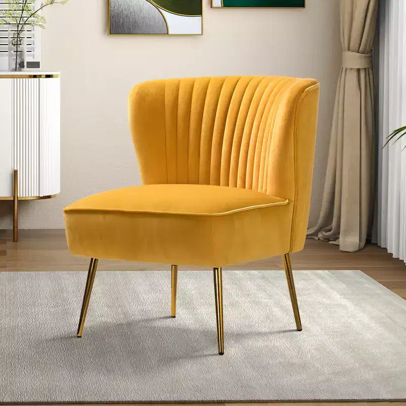 Quentin Velvet Accent Side Chair with Golden Metal Base | Karat Home