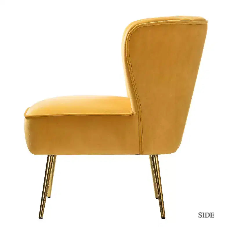 Quentin Velvet Accent Side Chair with Golden Metal Base | Karat Home