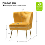 Quentin Velvet Accent Side Chair with Golden Metal Base | Karat Home