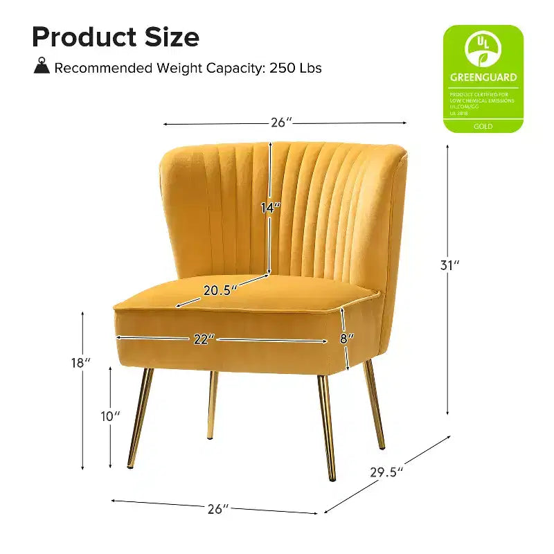 Quentin Velvet Accent Side Chair with Golden Metal Base | Karat Home