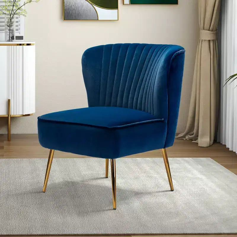 Quentin Velvet Accent Side Chair with Golden Metal Base | Karat Home