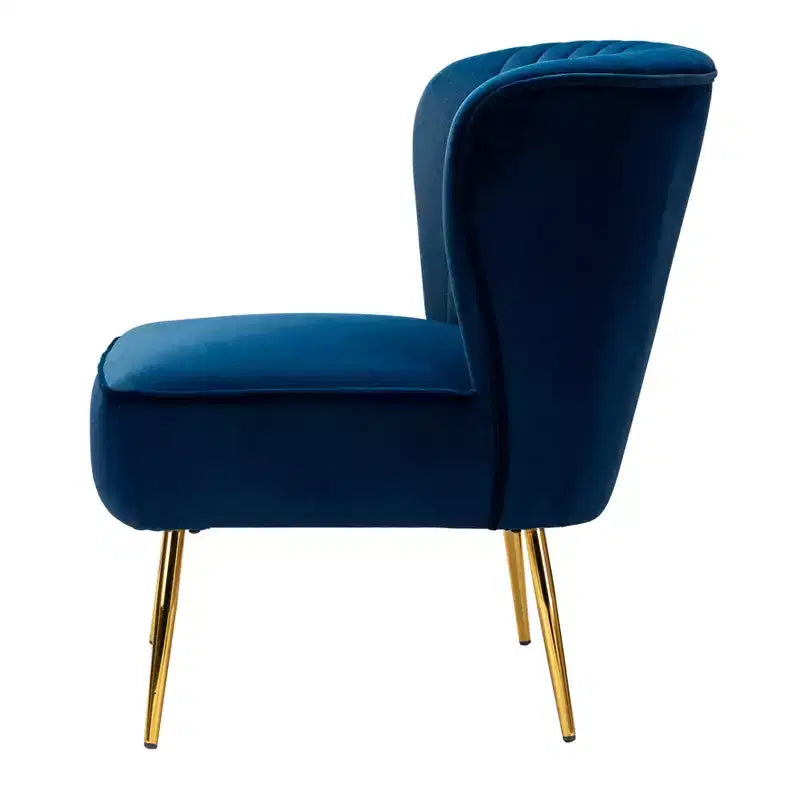 Quentin Velvet Accent Side Chair with Golden Metal Base | Karat Home