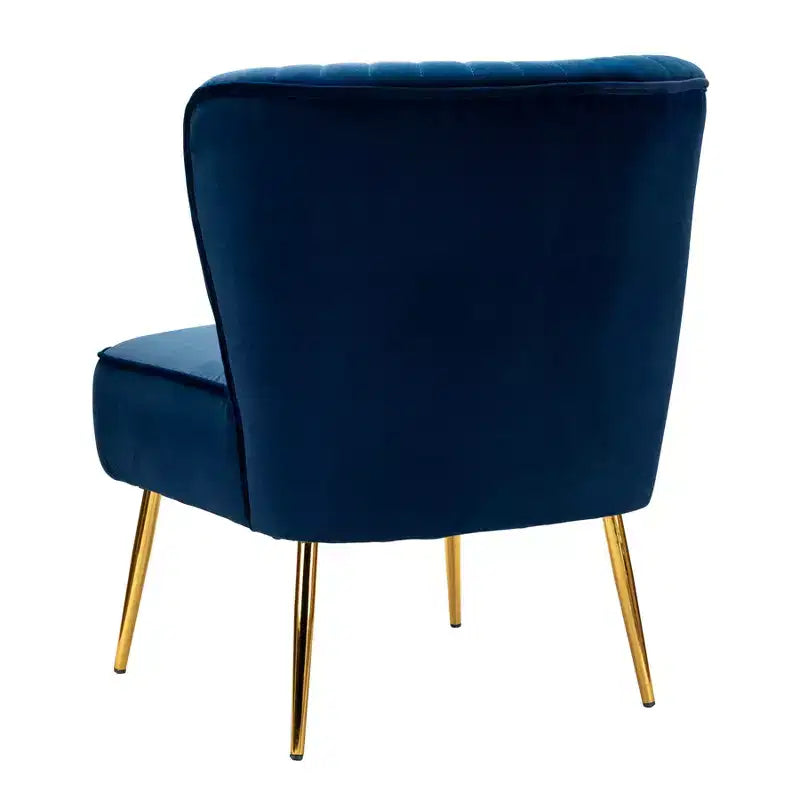 Quentin Velvet Accent Side Chair with Golden Metal Base | Karat Home