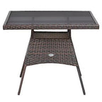 Costway 5PCS Patio Rattan Dining Furniture Set Armrest Sofa Chair Glass Table