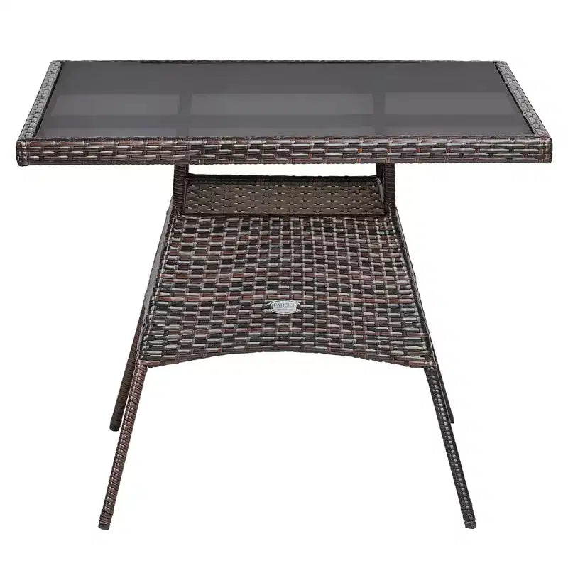Costway 5PCS Patio Rattan Dining Furniture Set Armrest Sofa Chair Glass Table