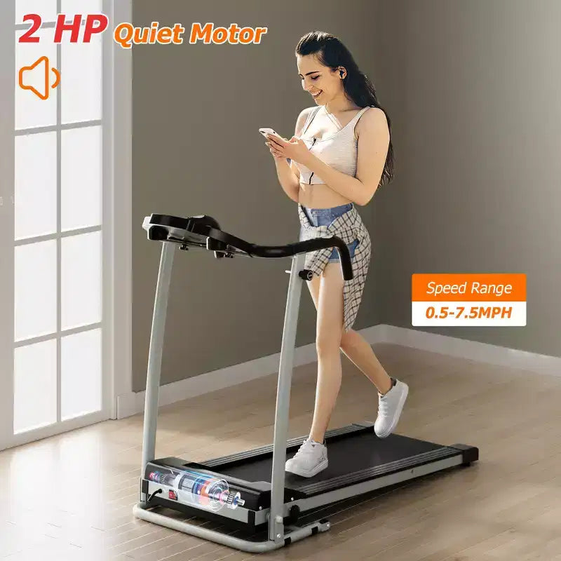 Costway 2 HP Up to 7.5MPH Folding Treadmill Motorized Running Machine 12 Preset Program & LCD Display Screen
