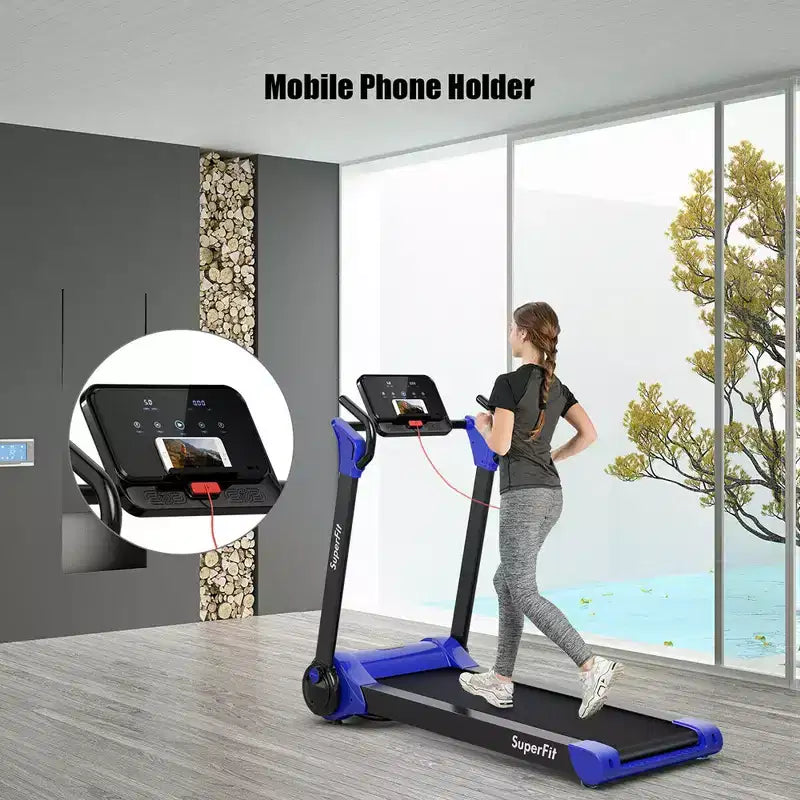 Costway 2.25HP Folding Electric Motorized Treadmill w/ Speaker White\Black\Blue