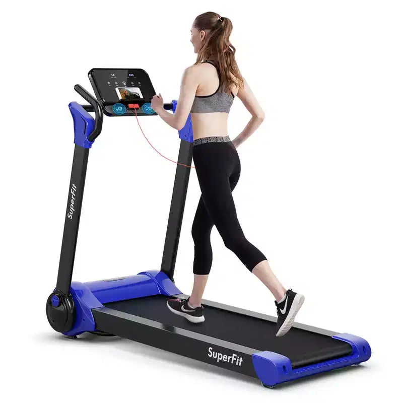 Costway 2.25HP Folding Electric Motorized Treadmill w/ Speaker White\Black\Blue