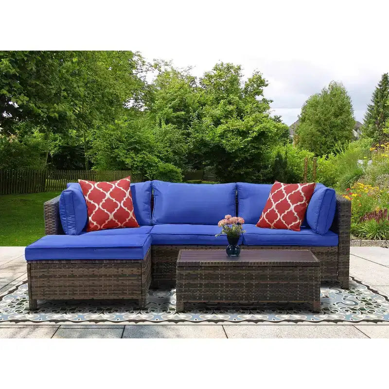 3pc Wicker Patio Sectional Seating Set with Cushions - EDYO LIVING