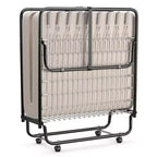 Costway Folding Bed with Memory Foam Mattress Portable Rollaway Guest Cot Memory Foam Beige Made in Italy