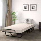 Costway Folding Bed with Memory Foam Mattress Portable Rollaway Guest Cot Memory Foam Beige Made in Italy