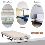 Costway Folding Bed with Memory Foam Mattress Portable Rollaway Guest Cot Memory Foam Beige Made in Italy