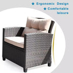 Costway Ensemble de Meubles de Jardin en Rotin 4 pièces, Canapé Rembourré et Table avec Accoudoirs