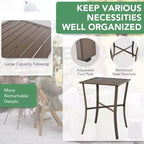 Costway 3PCS Patio Rattan Bar Furniture Set Slat Table 2 Cushioned Stools Poolside Brown