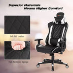 Fauteuil de massage gamer inclinable Costway avec support lombaire et appui-tête Blanc/Bleu/Rose/Rouge