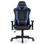 Fauteuil de massage gamer inclinable Costway avec support lombaire et appui-tête Blanc/Bleu/Rose/Rouge