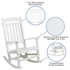 Merrick Lane Poly Resin Indoor/Outdoor Rocking Chair with Side Table