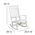 Merrick Lane Poly Resin Indoor/Outdoor Rocking Chair with Side Table