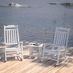 Merrick Lane Poly Resin Indoor/Outdoor Rocking Chair with Side Table