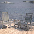 Merrick Lane Poly Resin Indoor/Outdoor Rocking Chair with Side Table