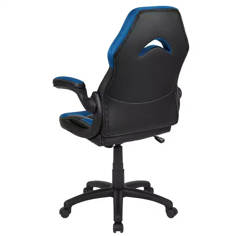 BlackArc High Back Gaming Chair with Faux Leather Upholstery, Height Adjustable Swivel Seat & Padded Flip-Up Arms