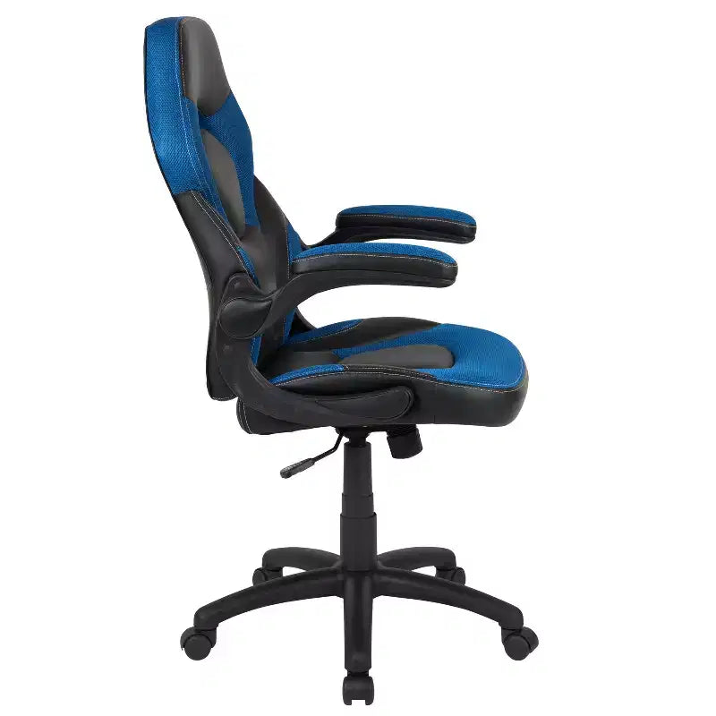 BlackArc High Back Gaming Chair with Faux Leather Upholstery, Height Adjustable Swivel Seat & Padded Flip-Up Arms